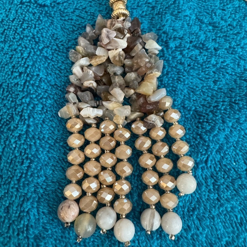 Boho Beaded Necklace with Earth Tones - Picture 2 of 2